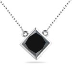 0.23-0.28 Cts Black Diamond Solitaire Pendant in 18K White Gold
