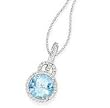 14k White Gold, Diamond & Blue Topaz Dangle Pendant (4.75ctw)