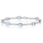 0.08 Ct Diamond and 6.00 Cts Aquamarine Bracelet in 14K White Gold by Mysolitaire