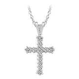 10kt. White Gold, 1/4 ct. tw. Diamond Cross Pendant