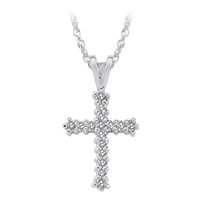 10kt. White Gold, 1/4 ct. tw. Diamond Cross Pendant by 