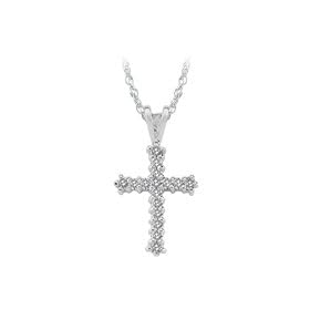 10kt. White Gold, 1 4 ct. tw. Diamond Cross Pendant by