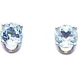 White-gold Aquamarine Stud Earrings Jewelry 4mm by FindingKing