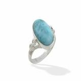 Accented Oval Larimar Ring by 