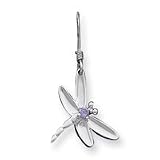 Sterling Silver Purple CZ Dragonfly Earrings QE3272