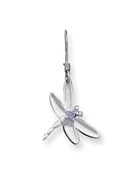Sterling Silver Purple CZ Dragonfly Earrings QE3272"