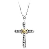 10kt. Two Tone, 1/2 ct. tw. Diamond Cross Pendant