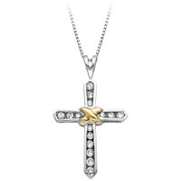 10kt. Two Tone, 1 2 ct. tw. Diamond Cross Pendant by Fred Meyer Jewelers