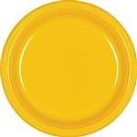 Vibrant Round Yellow Sunshine Plastic Plates - 10" (10 Packs of 20) - Premium Quality Design, Ideal for Any Event or Party - 200 Pc.
