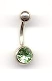 Titanium Aztec Gold Jeweled Navel Bar with a Peridot Swarovski stone in 14 gauge by 3/8