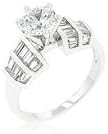 Tapered Baguette Cubic Zirconia Engagement Ring