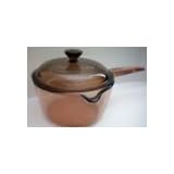Corning Vision Visions 1 L. Amber Handled Lipped Saucepan with Lid by 