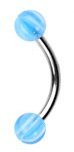 Surgical Steel Curved Eyebrow Ring with Marble UV Balls - Light Blue
