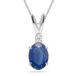 0.02 Cts Diamond & 0.50 Cts Blue Sapphire Pendant 