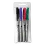 UNV07070 Pen Style Permanent Marker, Four-Color Set, Fine Point, Black, Red, Blue, Green