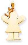 Girl With Bow Charm, Yellow/Pink Gold