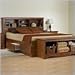Prepac Monterey Cherry Queen Bookcase Platform Storage Bed