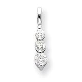 14k White Gold Diamond Three Stone Pendant