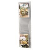 SAF5688CL Corner Display Rack,3 Magazine Pockets,11-1/2x3x37,Clear