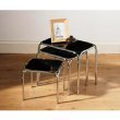3PC NESTING TABLES BLACK GLASS TOP CHROME LEGS TABLE 11HstkGHB+L. SL160