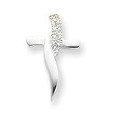 Sterling Silver Cross w/CZ (Cubic Zirconia) Pendant with 20 Inch Sterling Silver Chain by A Great Jewelry Co.