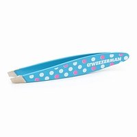 Tweezerman Mini Slant Tweezer, Blue with Pink & White Dots, 1 ea