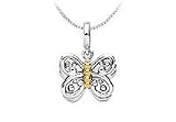 14K Yellow Gold and .925 Sterling Silver Fashion Charm Pendant