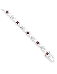 Sterling Silver Garnet & CZ Bracelet