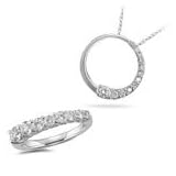 1.10 Ct Diamonds Jewelry Set in 14K White Gold