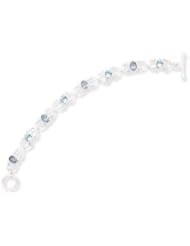 CleverSilvers 7.5 Inch Round And Oval Blue Topaz Toggle Bracelet
