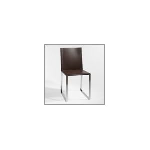Cora Leather Chair in Dark Brown Leather Chrome Set of 2 By Euro Style by Euro Style