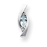 14k White Gold Diamond and Aquamarine Pendant