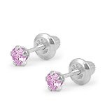 Cheap Girls Jewelry Baby & Toddler Silver October Birthstone Pink Tourmaline Screw Back Earrings For Sale
