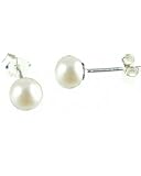 Small White Pearl Post Earrings