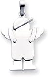 Boy With Cap And Overalls Charm, White Gold