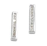 White Ice - Sterling Silver Bar Design with 18 Diamonds Earrings