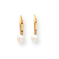 Childrens Toyshop  Jewelry : 14k Leverback 3mm Cultured Pearl Childrens Earrings