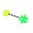Stainless Steel with UV Blue/Green Silicone Spikey Ball Barbell Sold as a Pair