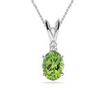 0.02 Ct Diamond & 0.50 Ct Peridot Pendant in 14K White Gold