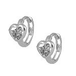 Cheap Girls Jewelry 14K White Gold Cubic Zirconia Heart Huggie Hoop Childrens Earrings For Sale