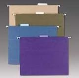 Smead 65063 100% Recycled Hanging File Folders, Legal Size, 1/5 Cut Tab, Purple, 25/box