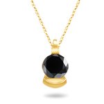1.25 Cts Round Black Diamond Solitaire Pendant in 14K Yellow Gold