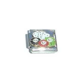 Clearly Charming Poker Chips and Cards Italian Charm Bracelet Link