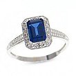 ZALES 10K White Gold Emerald-Cut Lab-Created Sapphire Ring with Diamond Accents