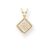 14k 5mm Princess Cut Cubic Zirconia bezel pendant