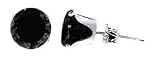 Sterling Silver 5 MM Round Black Cubic Zirconia Stud Post Friction Back Earrings