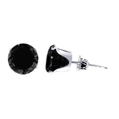 5 MM Round Black Cubic Zirconia .925 Sterling Silver Post Friction Back Stud Earrings