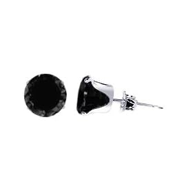 5 MM Round Black Cubic Zirconia .925 Sterling Silver Post Friction Back Stud Earrings