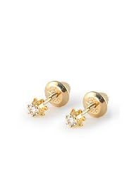 Baby Girl Jewelry - 14K Yellow Gold Diamond Screw Back Earrings