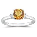 0.10 Cts Diamond & 0.67 Cts Citrine Classic Three Stone Ring in Platinum